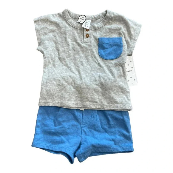 Nordstrom Gray Blue Shorts Summer Outfit 3 months - Picture 1 of 2